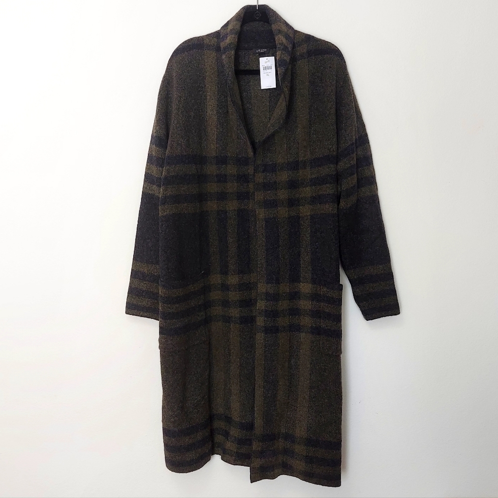 NWT J. Jill Black and Olive Long Open Cardigan Sweater Size XL